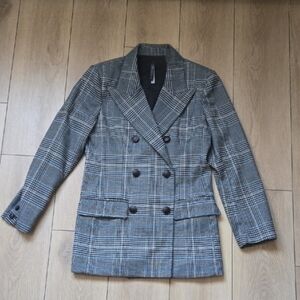 IMPERIAL Double Breasted Fitted Plaid Blazer Sz M